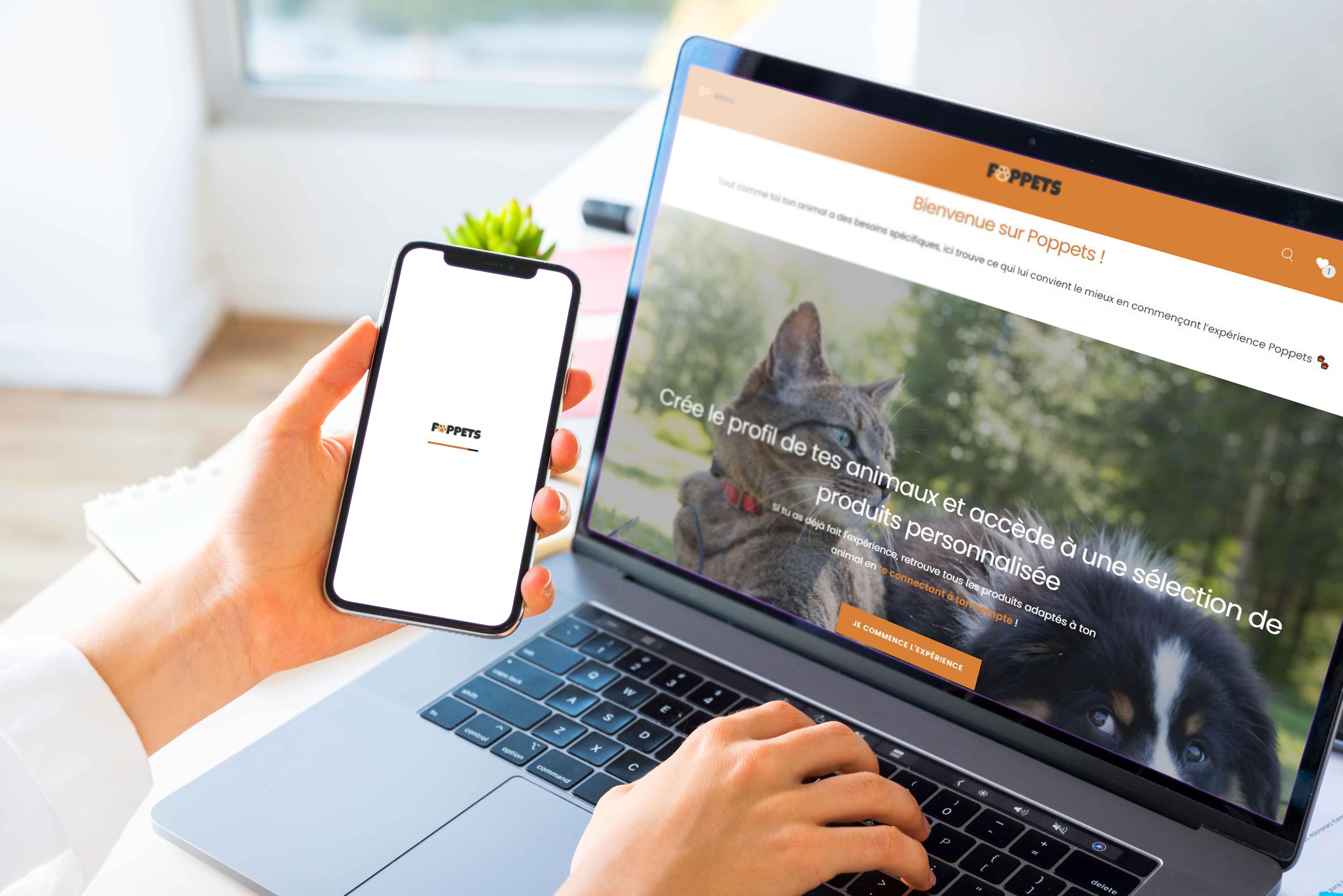 Présentation du site Poppets sur ordinateur et téléphone